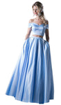 A-line Floor Length Back Zipper Off the Shoulder Natural Princess Seams Waistline Dress