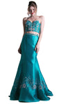 Strapless Mermaid Open-Back Beaded Fitted Sheer Sweetheart Floral Print Evening Dress with a Brush/Sweep Train