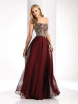 Tall A-line Strapless Sweetheart Basque Waistline Lace-Up Applique Prom Dress with a Brush/Sweep Train With Rhinestones