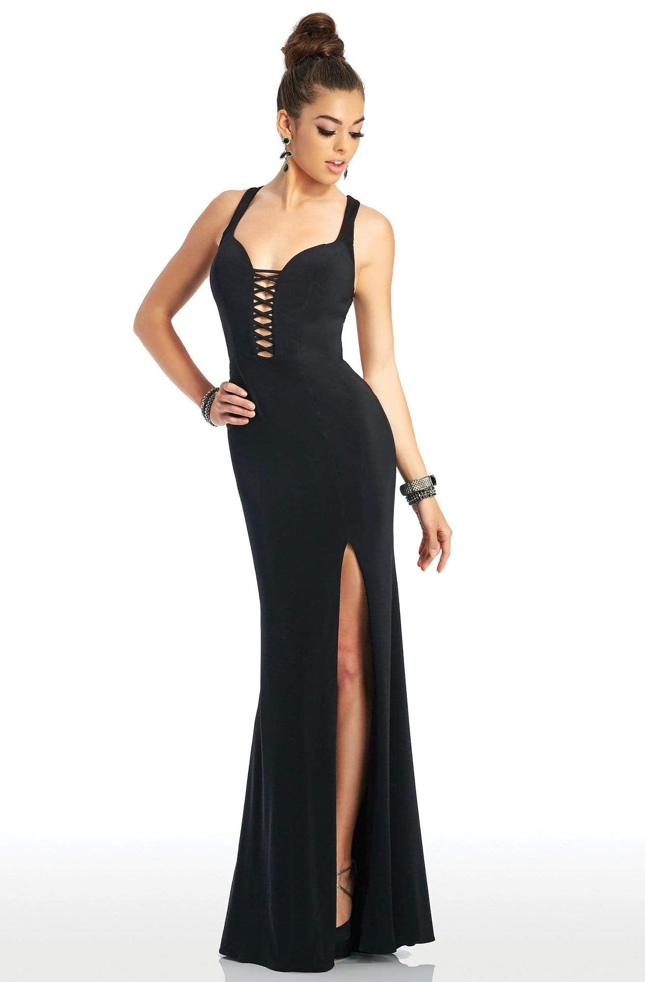 Clarisse - 3406 Plunging V-neck Sheath Dress
