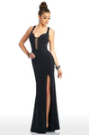 Sophisticated V-neck Sheath Plunging Neck Open-Back Slit Sheath Dress