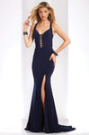 Sophisticated V-neck Sheath Plunging Neck Slit Open-Back Sheath Dress