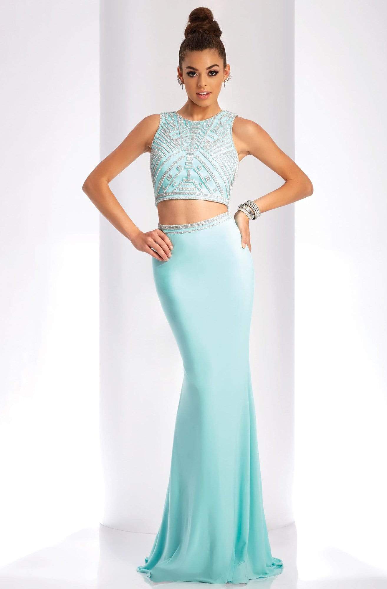 Clarisse - 3438 Two-Piece Crystal Ornate Sheath Gown
