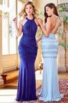 Fitted Halter Sleeveless Floor Length Sheath Sheath Dress/Evening Dress/Party Dress with a Brush/Sweep Train