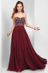 Strapless Chiffon Paisley Print Sweetheart Crystal Lace-Up Gathered Dress by Clarisse