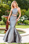 Halter Mermaid Open-Back Beaded Sleeveless Dress