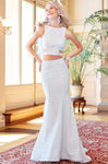 Tall Floor Length Glittering Racerback Cutout Sheath Mermaid Jeweled Neck Sleeveless Metallic Sheath Dress/Party Dress