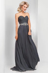 Sophisticated A-line Strapless Sweetheart Open-Back Beaded Ruched Belted Chiffon Dress