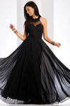 A-line Halter Sweetheart Jeweled Applique Racerback Illusion Cutout Pleated Floor Length Dress