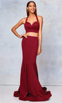 Sophisticated Mermaid Jersey Halter Sweetheart Natural Waistline Open-Back Back Zipper Prom Dress with a Brush/Sweep Train