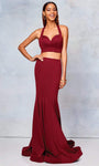 Sophisticated Jersey Mermaid Back Zipper Open-Back Natural Waistline Halter Sweetheart Prom Dress with a Brush/Sweep Train