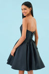 A-line V-neck Strapless Cocktail Short Natural Waistline Back Zipper Fitted Lace-Up Mesh Pleated Flutter Sleeves Fit-and-Flare Homecoming Dress/Party Dress