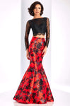 Beaded Illusion Floral Print Lace Floor Length Mermaid Long Sleeves Bateau Neck Sweetheart Dress