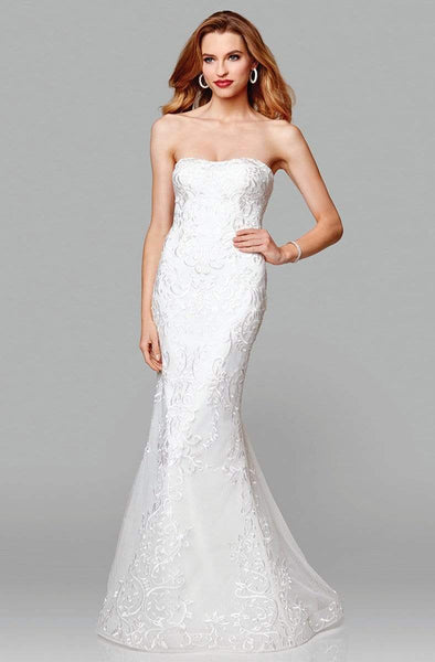 Strapless Lace Mermaid Open-Back Embroidered Lace-Up Natural Waistline Sweetheart Dress with a Brush/Sweep Train