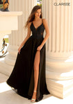 A-line V-neck Sleeveless Spaghetti Strap Floor Length Short Plunging Neck Natural Waistline Sheer Flower(s) Fitted Embroidered Slit Dress