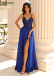 A-line V-neck Slit Open-Back Back Zipper Applique Fall Natural Waistline Plunging Neck Dress