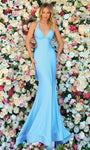 Mermaid Bandeau Neck Halter Empire Waistline Draped Illusion Jersey Dress with a Brush/Sweep Train