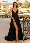 A-line V-neck Empire Waistline Cutout Slit Draped Spaghetti Strap Dress