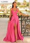 A-line V-neck Spaghetti Strap Cutout Slit Draped Empire Waistline Dress