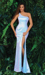 Natural Waistline Bubble Dress Asymmetric Back Zipper Open-Back Sequined Slit One Shoulder Sleeveless Mermaid Dress