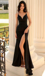 V-neck Slit V Back Pleated Open-Back Back Zipper Empire Waistline Jersey Plunging Neck Beaded Trim Mermaid Evening Dress with a Brush/Sweep Train