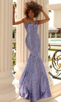 V-neck Floor Length Mermaid Natural Waistline Sleeveless Spaghetti Strap Sheer Sequined Cutout Fitted Dress with a Brush/Sweep Train