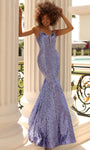 V-neck Natural Waistline Sleeveless Spaghetti Strap Mermaid Floor Length Sequined Sheer Cutout Fitted Dress with a Brush/Sweep Train