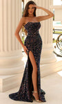 Strapless Velvet Open-Back Slit Sequined Sheath Sheath Dress/Evening Dress with a Brush/Sweep Train by Clarisse