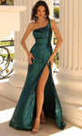 Fall Floor Length Slit V Back Open-Back Asymmetric Back Zipper Sequined Fitted Sheath Natural Waistline Sheath Dress/Evening Dress with a Brush/Sweep Train