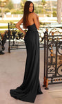 Sexy Strapless Mermaid Natural Waistline Pleated Slit Ruched Draped Beaded Jersey Sweetheart Prom Dress with a Brush/Sweep Train