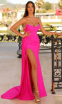 Sexy Strapless Sweetheart Natural Waistline Jersey Mermaid Slit Ruched Draped Pleated Beaded Prom Dress with a Brush/Sweep Train