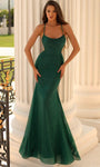 Spaghetti Strap Plunging Neck Scoop Neck Mermaid Ruched Open-Back Natural Waistline Prom Dress with a Brush/Sweep Train