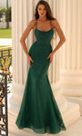 Spaghetti Strap Natural Waistline Ruched Open-Back Plunging Neck Scoop Neck Mermaid Prom Dress with a Brush/Sweep Train