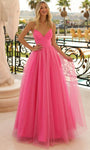 V-neck Lace-Up Empire Waistline Tulle Sleeveless Spaghetti Strap Sweetheart Prom Dress