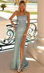 Sexy Sheath Natural Waistline Slit Open-Back Asymmetric Beaded Back Zipper Sequined One Shoulder Sheath Dress/Prom Dress with a Brush/Sweep Train