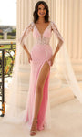 V-neck Floor Length Sheer Open-Back Slit Back Zipper Lace Natural Waistline Sheath Sheath Dress/Prom Dress/Party Dress