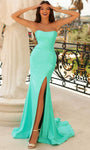 Strapless Mermaid Natural Waistline Cutout Slit Sweetheart Jersey Prom Dress with a Brush/Sweep Train With a Bow(s)