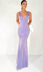 V-neck Sheath Mermaid Natural Waistline Open-Back Back Zipper Sleeveless Fall Floor Length Sheath Dress/Evening Dress/Prom Dress