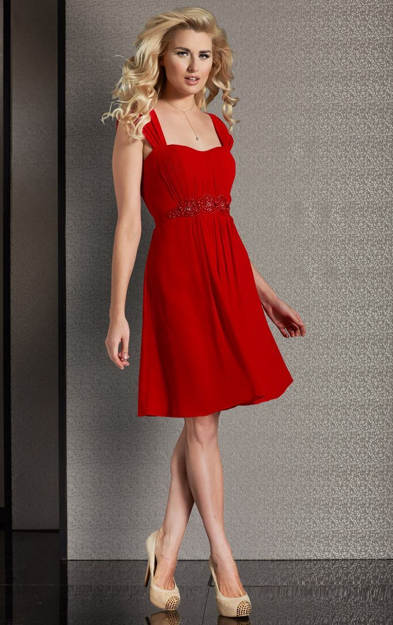 Clarisse - M6261 Ruched Sweetheart Flare Dress