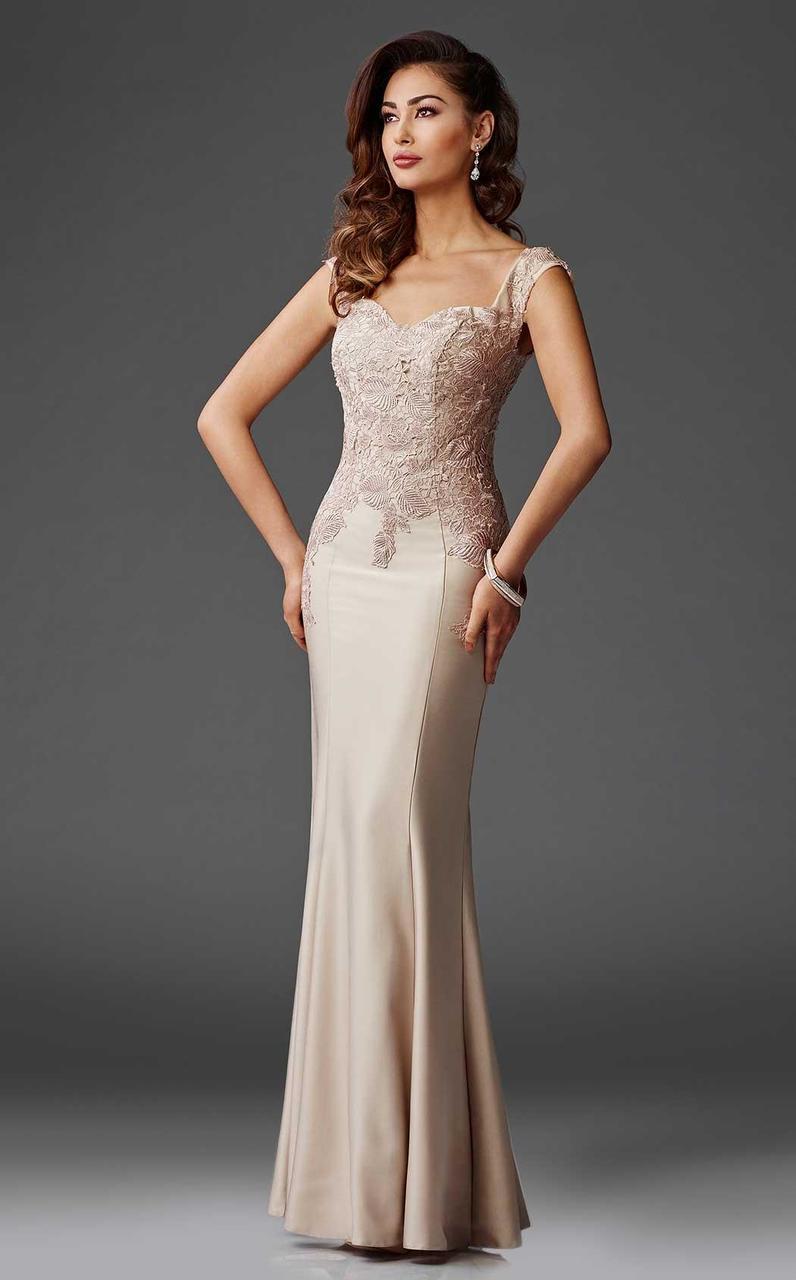 Clarisse - M6416 Intricate Floral Applique Sheath Gown