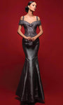 V-neck Mermaid Cold Shoulder Sleeves Natural Waistline Beaded Fitted Floor Length Short Sweetheart Lace Dress