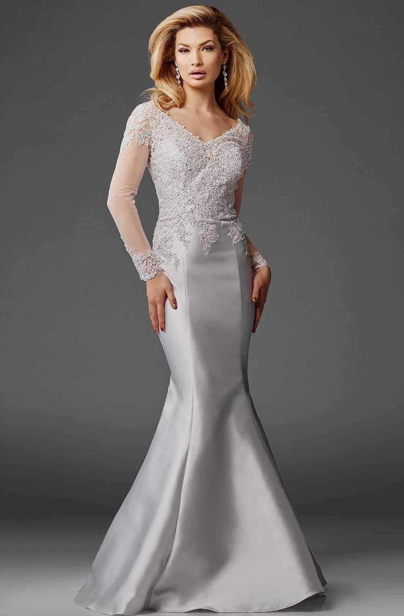 Clarisse - M6436 Embellished V-neck Trumpet Dress
