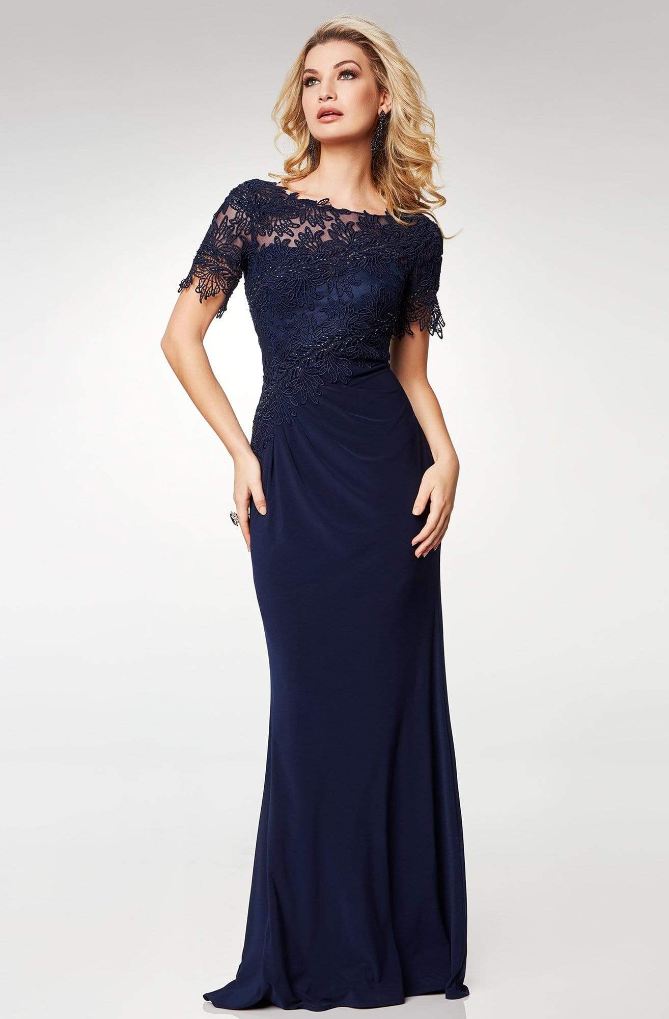 Clarisse - M6517 Lace Illusion Bateau Chiffon Trumpet Dress
