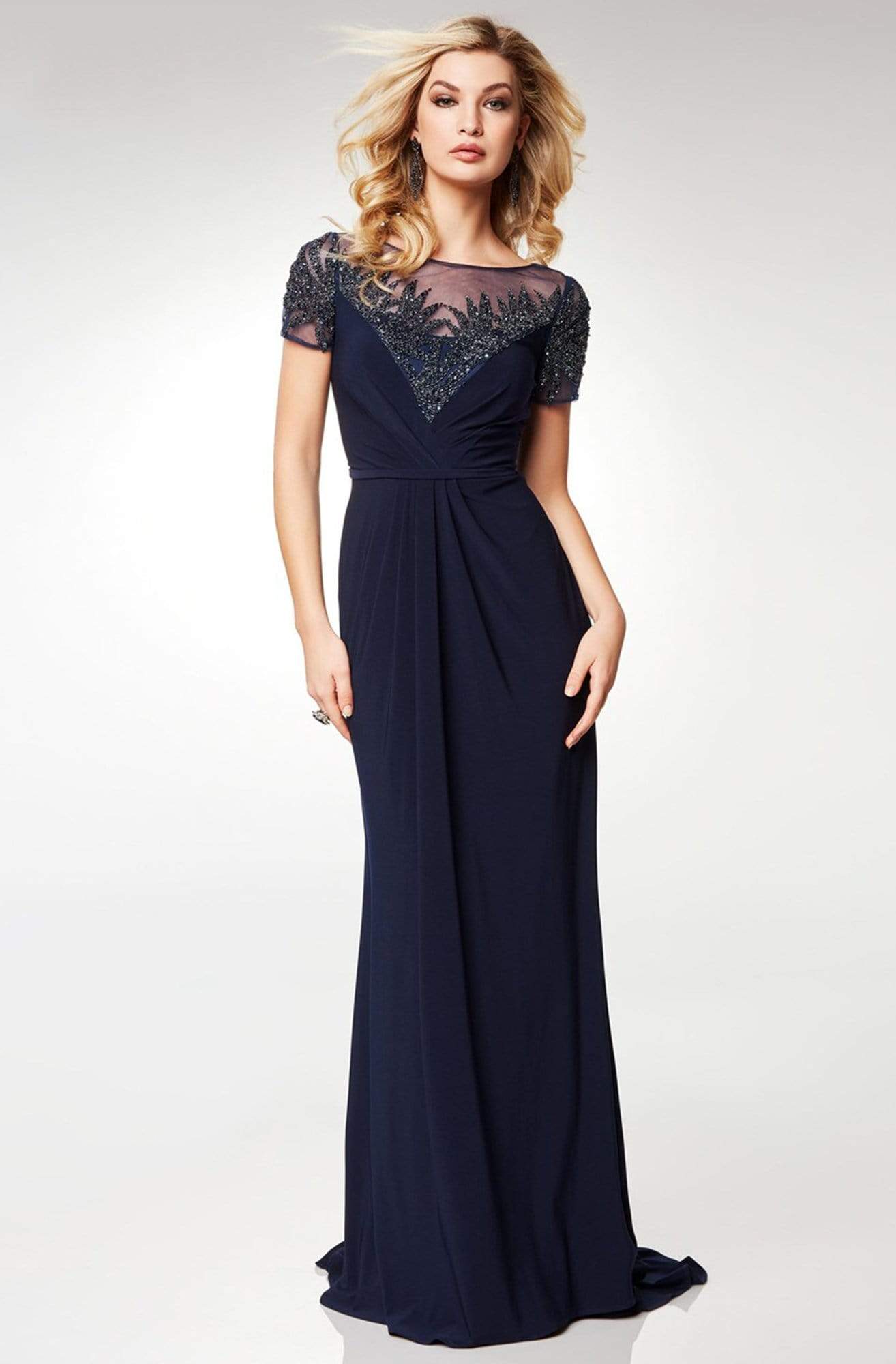 Clarisse - M6532 Illusion Neckline Gleaming Embellished Gown