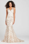 V-neck Fall 2010 Sleeveless Thick Straps Lace Illusion Fitted Lace-Up Cutout Mermaid Floor Length Natural Waistline Dress with a Brush/Sweep Train