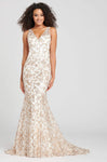 V-neck Fall 2010 Sleeveless Thick Straps Lace Mermaid Natural Waistline Floor Length Cutout Lace-Up Fitted Illusion Dress with a Brush/Sweep Train