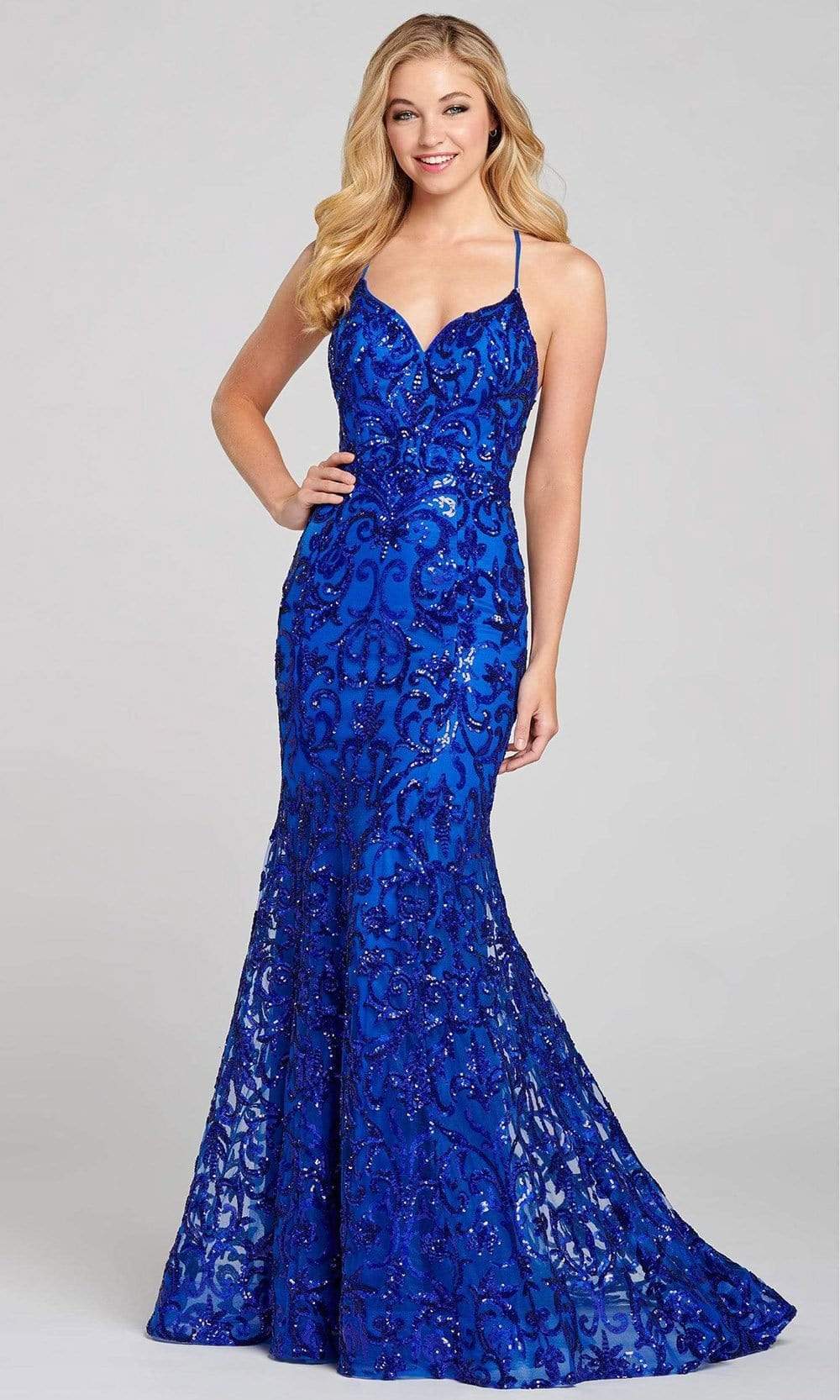 Colette for Mon Cheri - CL12130 Sequined Mermaid Modest Prom Gown
