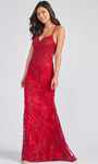 Plunging Neck Sweetheart Applique Sequined Open-Back Beaded Back Zipper Sheath Natural Waistline Sleeveless Spaghetti Strap Sheath Dress/Evening Dress with a Brush/Sweep Train