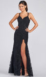 Sexy Sophisticated V-neck Floor Length Sheath Natural Waistline Open-Back Back Zipper Sequined Beaded Slit Sleeveless Spaghetti Strap Sheath Dress/Prom Dress