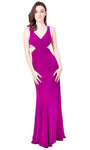 V-neck Floor Length Thick Straps Fall Sheath Natural Waistline Jersey Cutout Sheath Dress/Evening Dress